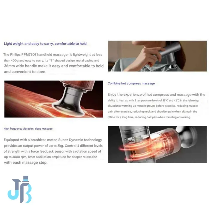 philips-ppm7307-mini-massage-gun ماساژور تفنگی حرارتی فیلیپس Philips PPM7307