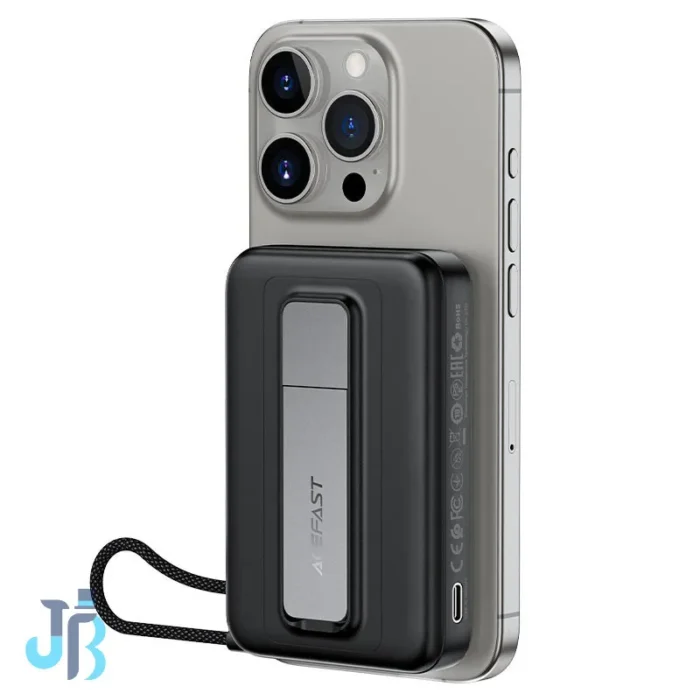 Acefast-magnetic-power-bank-m24 پاوربانک وایرلس 10000 مگ سیف ایس فست ACEFAST M24 توان 22.5 وات همراه با کابل متصل و استند