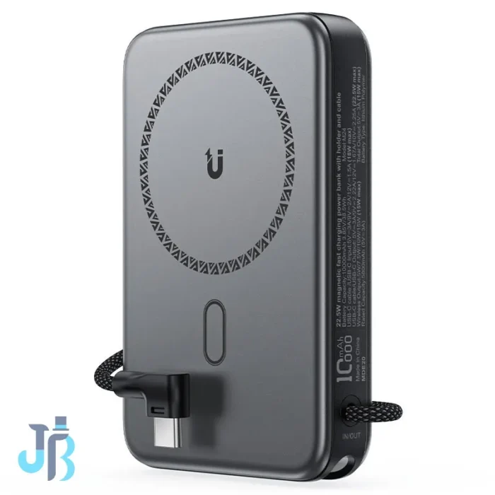 Acefast-magnetic-power-bank-m24 پاوربانک وایرلس 10000 مگ سیف ایس فست ACEFAST M24 توان 22.5 وات همراه با کابل متصل و استند